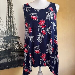 Apt. 9 Sleeveless Asymmetrical Tunic Blue Red